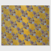 ハムサハートフラワーズオパールアートオン金ゴールド ラッピングペーパー (フラット)