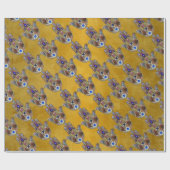 ハムサハートフラワーズオパールアートオン金ゴールド ラッピングペーパー (フラット)