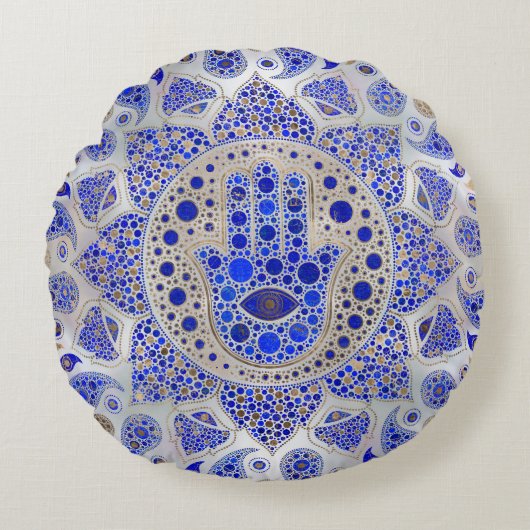 ハムサ手-パールの母の疲労の手 ラウンドクッション (正面)