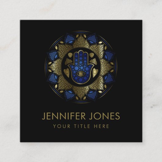 ハムサ手-ファティマ手(蓮曼荼羅) スクエア名刺 (正面)