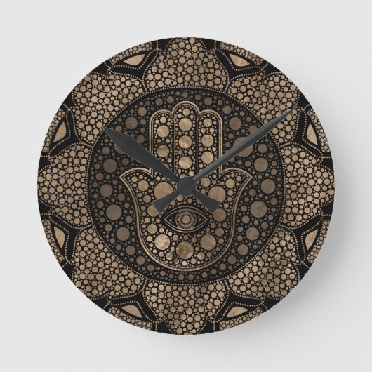 ハムサ手-ファティマ手(蓮曼荼羅) ラウンド壁時計 (正面)