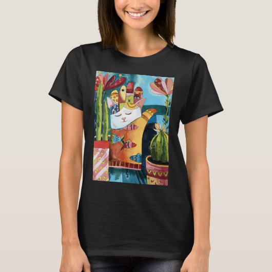 ハムサ キャット タリスマン ペインティング Tシャツ (正面)