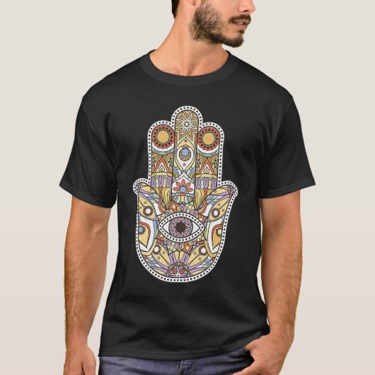 ハムサ・ファティマの手ヨガグラフィック Tシャツ (正面)