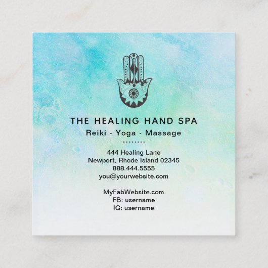 *～*ハムサ – ファティマの手 – 月のヨガのクレーター スクエア名刺 (裏面)