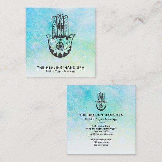 *～*ハムサ – ファティマの手 – 月のヨガのクレーター スクエア名刺 (正面/裏面)