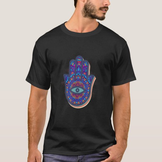 ハムサ マンダラ ヨガ ファティマの手 シンボル Tシャツ (正面)