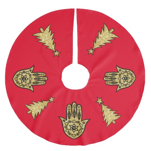 ハムザとクリスマスツリースカート ブラッシュドポリエステルツリースカート (正面)