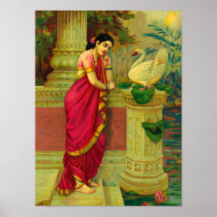 ハムザとダマヤンティby Raja Ravi Varma ポスター