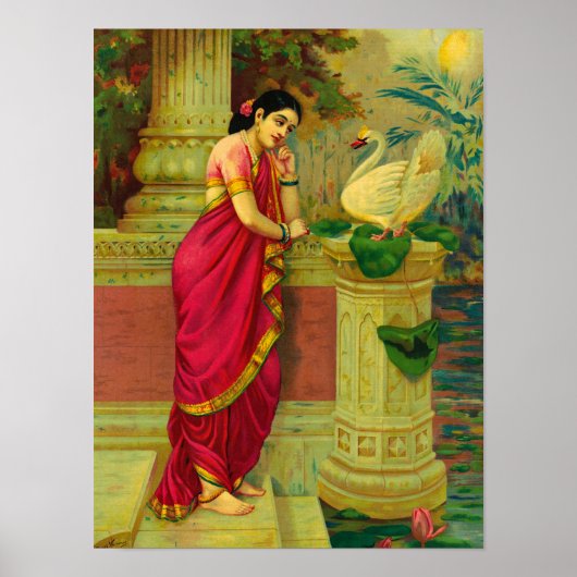 ハムザとダマヤンティby Raja Ravi Varma ポスター (正面)