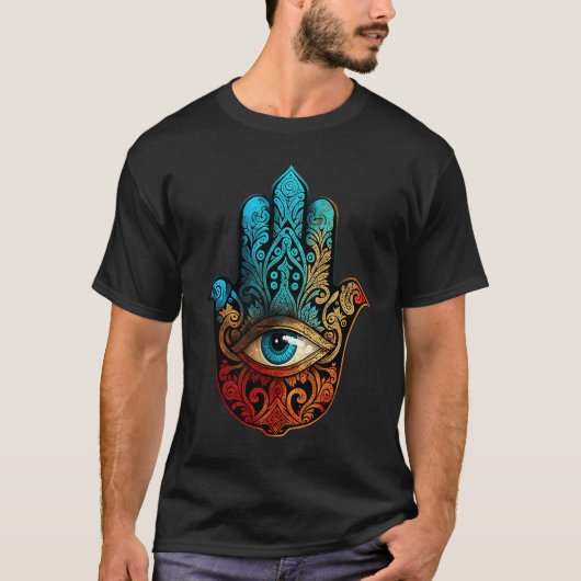 ハムザの邪悪な目の保護の手 Tシャツ (正面)