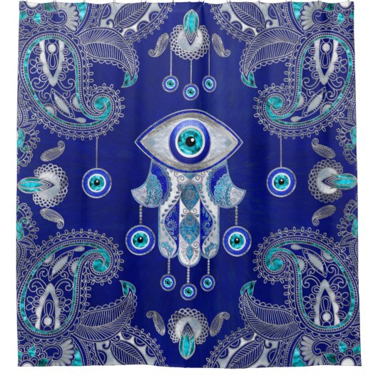 ハムザハンドイブライトアイアムレットオーナメント シャワーカーテン (正面)