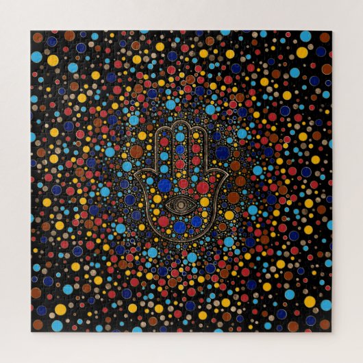 ハムザハンド-ハンドオブファティマカラフルドットアート ジグソーパズル (縦)