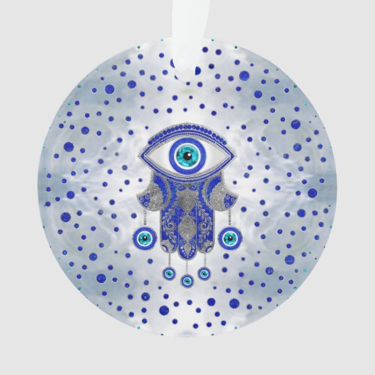 ハムザハンド-ファティマラピスラズリと銀の手 オーナメント (正面)