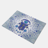 ハムザハンド-ファティマラピスラズリと銀の手 ドアマット (アングル)