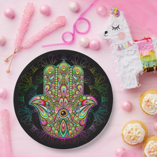 ハムザファトマハンドアサイケデリックート ペーパープレート (パーティー)