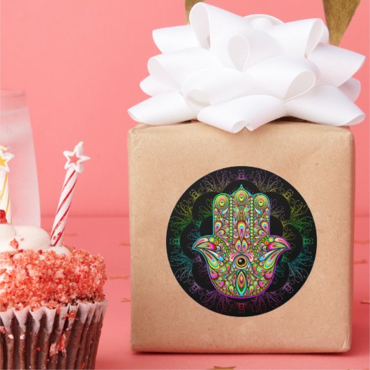 ハムザファトマハンドアサイケデリックート ラウンドシール (パーティー)