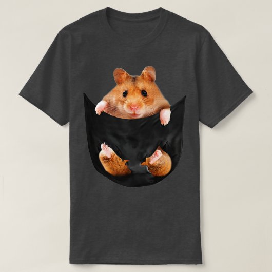ハムスターおもしろいのポケット可愛いハムスターの値リスト Tシャツ (デザイン正面)