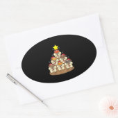ハムスターおもしろいクリスマスツリー 楕円形シール (封筒)