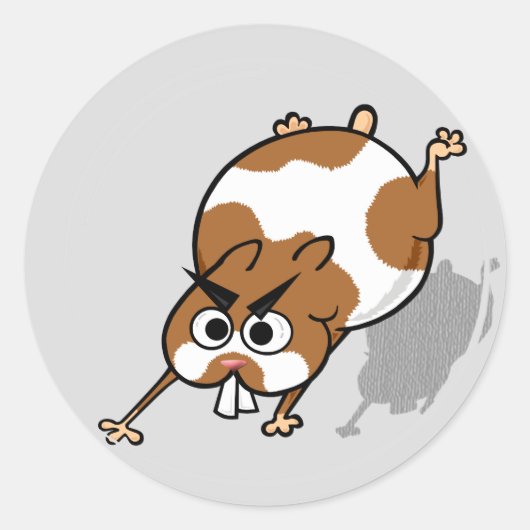 ハムスターおもしろいボールラウンドスティッカーのハムスター ラウンドシール (正面)