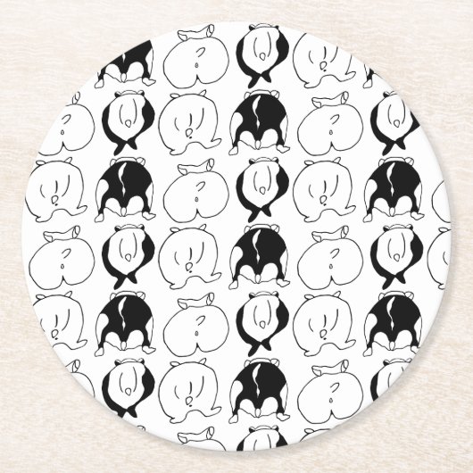 ハムスターお尻パターン ラウンドペーパーコースター (正面)