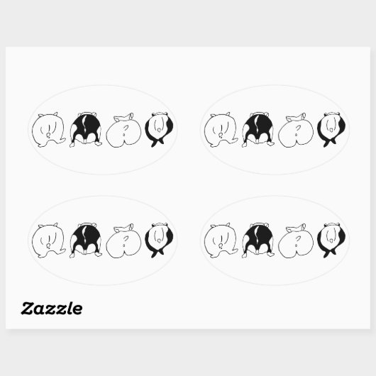 ハムスターお尻 楕円形シール (シート)