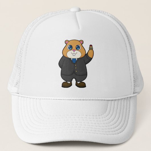 ハムスターがウェディングリングをつけた新郎に変身 キャップ (正面)