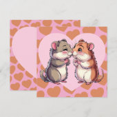 ハムスターがキスするバレンタインデーのハートのラブカード シーズンカード (正面/裏面)