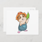 ハムスターがズッキーニを持った農夫 ポストカード (正面/裏面)