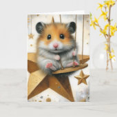 ハムスターが星の間で揺れ動くすべての行事 カード (黄色い花)
