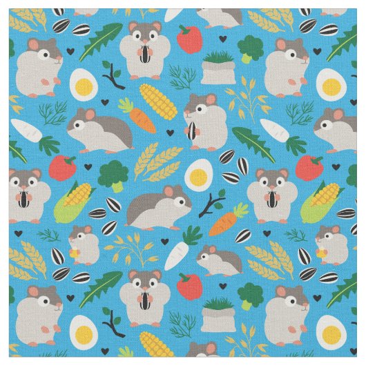 ハムスターとその菓子 ファブリック (クローズアップ)