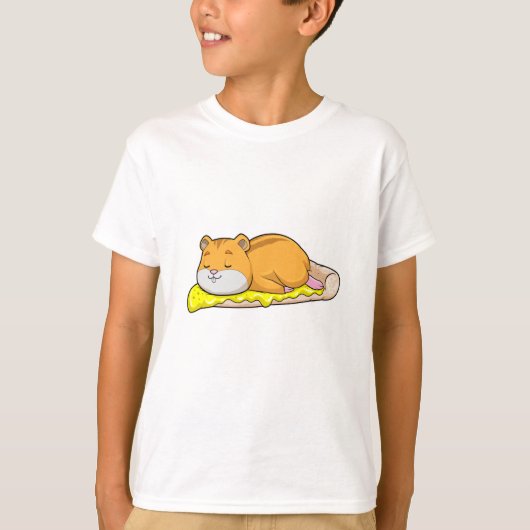 ハムスターとチーズピザ Tシャツ (正面)