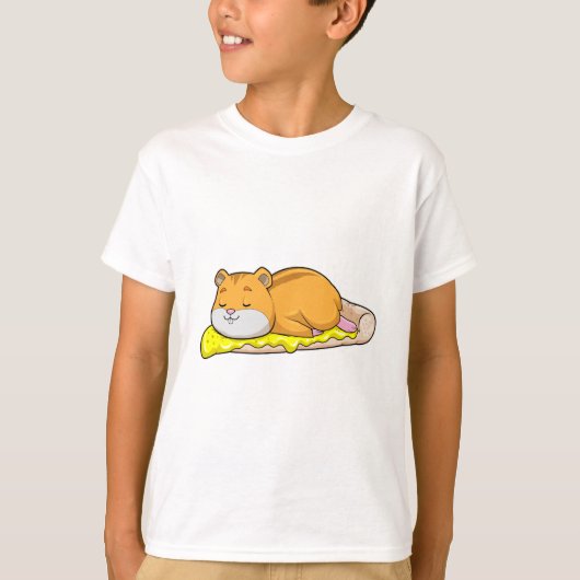 ハムスターとチーズピザ Tシャツ (正面)
