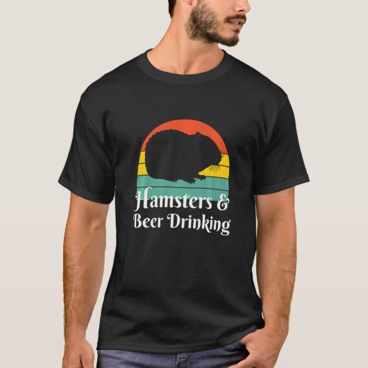 ハムスターとビール飲料 Tシャツ (正面)
