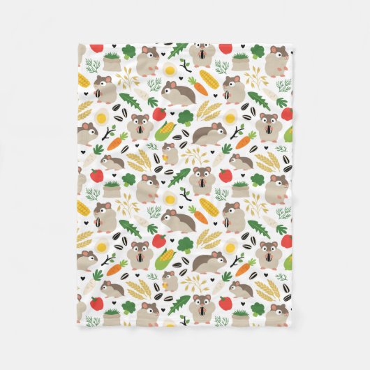 ハムスターと彼らのおやつ フリースブランケット (正面)