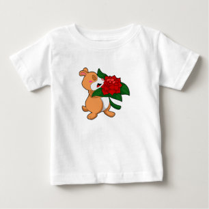 ハムスターと花バラ ベビーTシャツ