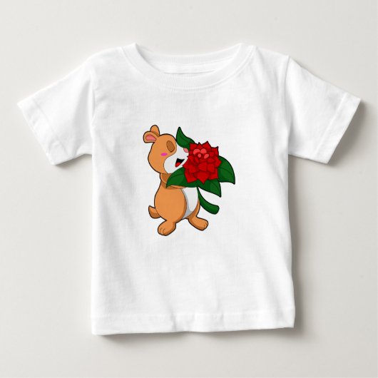 ハムスターと花バラ ベビーTシャツ (正面)