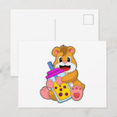 ハムスターと赤ちゃんのボトルジュース ポストカード (正面/裏面)