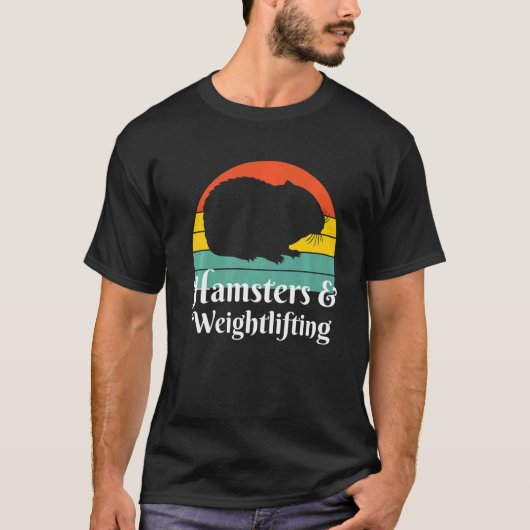 ハムスターと重量挙げ Tシャツ (正面)