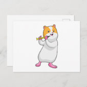 ハムスターと音楽 フルート ポストカード (正面/裏面)