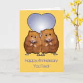 ハムスターのカップル、幸せな記念日; 最もかわいいカップル カード (黄色い花)