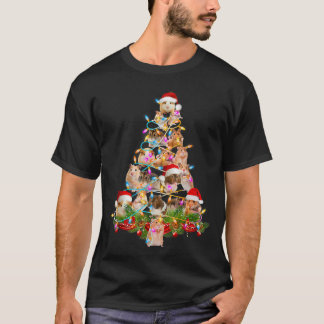 ハムスターのクリスマスツリーLedハおもしろいムスター雪のチャット Tシャツ