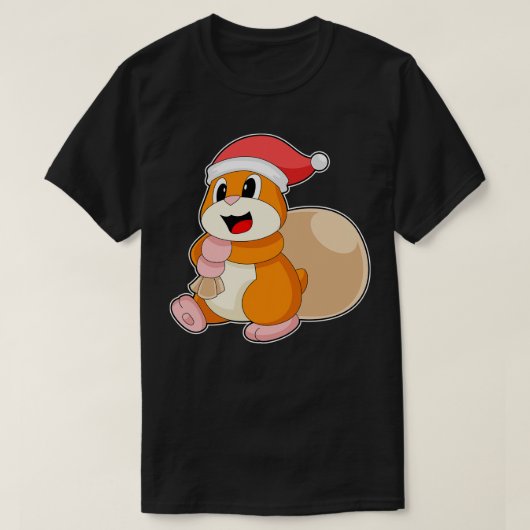 ハムスターのクリスマス袋 Tシャツ (デザイン正面)