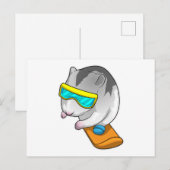 ハムスターのスノーボーダー スノーボード ポストカード (正面/裏面)