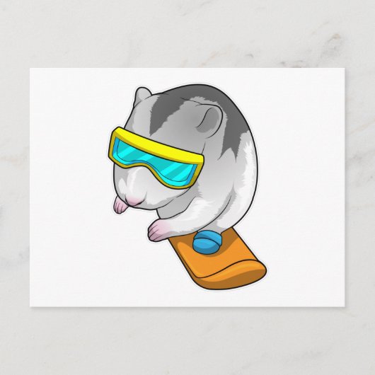 ハムスターのスノーボーダー スノーボード ポストカード (正面)