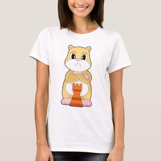 ハムスターのチェスの駒 キングチェス Tシャツ (正面)