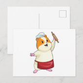 ハムスターのパン屋さんと麺棒 ポストカード (正面/裏面)