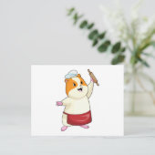 ハムスターのパン職人とローリングピン ポストカード (スタンド正面)