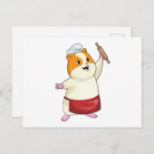 ハムスターのパン職人とローリングピン ポストカード (正面/裏面)