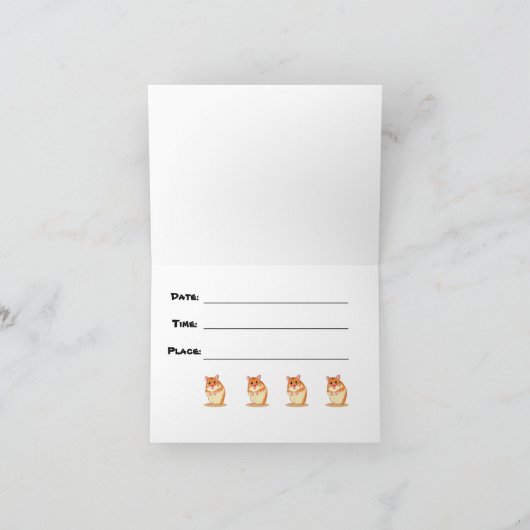 ハムスターのパーティの招待状 招待状 (内部)