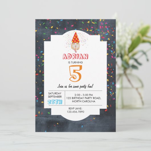 ハムスターのパーティー – 動物の誕生日パーティーボーイガール 招待状 (スタンド正面)